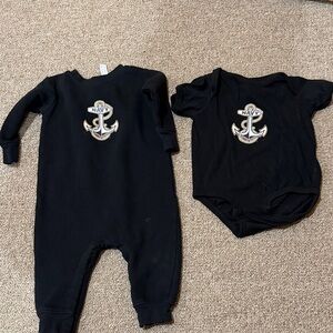 USA Navy. 🇺🇸Rabbit Skins Black Anchor Kids One Piece Set